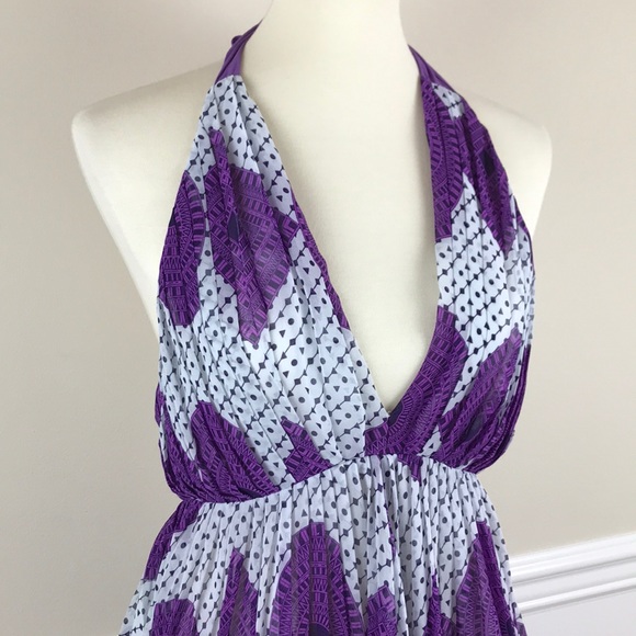 Jealous Tomato | Purple Printed Halter Sundress - Picture 2 of 8